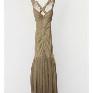 Blondie Nites Prom Formal Dress Nude Tulle Glitter Backless Mermaid Bodycon Sz 3